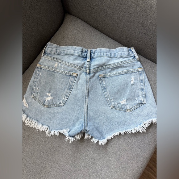Agolde Women 26 PARKER Blue Distressed Denim Jean Shorts Button Fly All Cotton - Picture 5 of 9